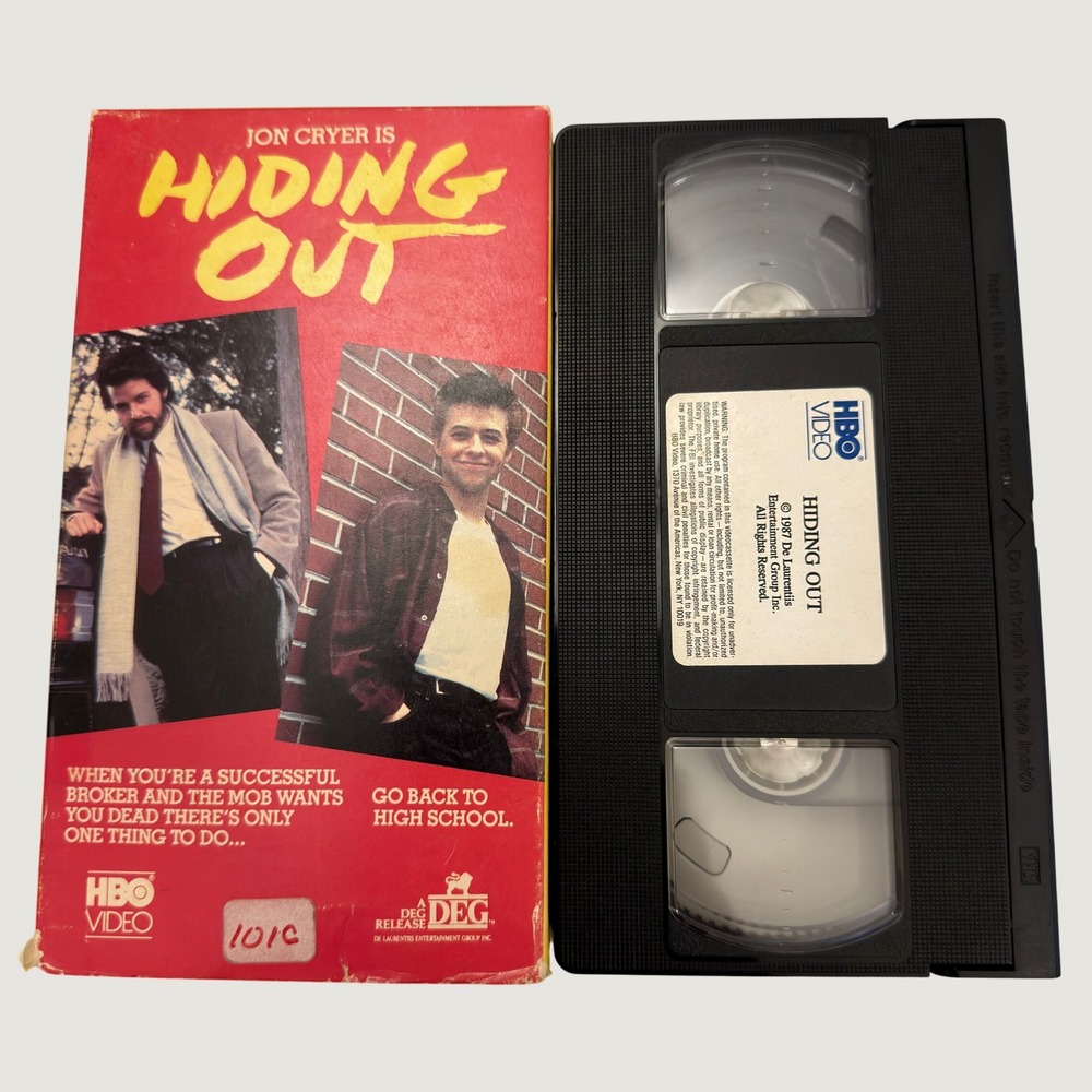 Hiding Out VHS Jon Cryer 1987 HBO Video DEG Teen Comedy Movie Vintage Tape